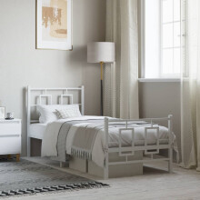 Berkfield Metal Bed Frame without Mattress with Footboard White 80x200cm