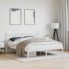 Berkfield Metal Bed Frame without Mattress with Headboard White 150x200cm