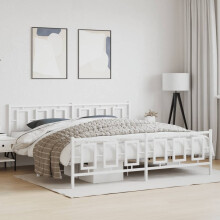 Berkfield Metal Bed Frame without Mattress with Footboard White 193x203cm
