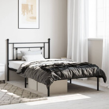 Berkfield Metal Bed Frame without Mattress with Headboard Black 107x203cm