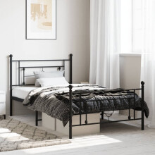 Berkfield Metal Bed Frame without Mattress with Footboard Black 107x203cm