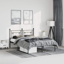 Berkfield Metal Bed Frame without Mattress with Headboard Black 150x200cm