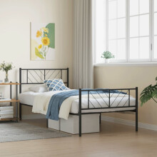 Berkfield Metal Bed Frame without Mattress with Footboard Black 80x200cm