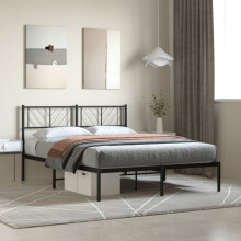 Berkfield Metal Bed Frame without Mattress with Headboard Black 120x190cm