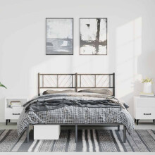 Berkfield Metal Bed Frame without Mattress with Headboard Black 135x190cm