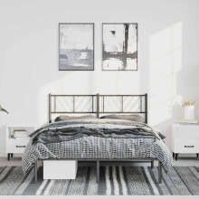 Berkfield Metal Bed Frame without Mattress with Headboard Black 150x200cm