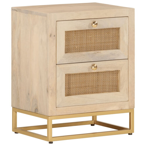 Berkfield Bedside Cabinet 40x30x50 cm Solid Wood Mango and Iron