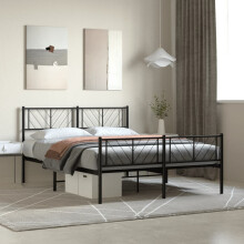 Berkfield Metal Bed Frame without Mattress with Footboard Black 120x200cm