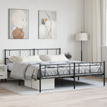 Berkfield Metal Bed Frame without Mattress with Footboard Black 180x200cm