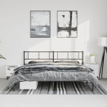 Berkfield Metal Bed Frame without Mattress with Headboard Black 183x213cm