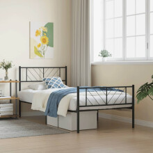 Berkfield Metal Bed Frame without Mattress with Footboard Black 100x200cm