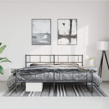 Berkfield Metal Bed Frame without Mattress with Footboard Black 193x203cm