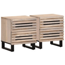 Berkfield Bedside Cabinets 2 pcs 40x34x46 cm Solid Wood Bleached Mango