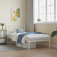 Berkfield Metal Bed Frame without Mattress with Headboard White 90x190cm