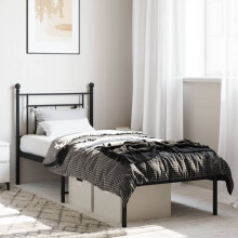 Berkfield Metal Bed Frame without Mattress with Headboard Black 75x190cm