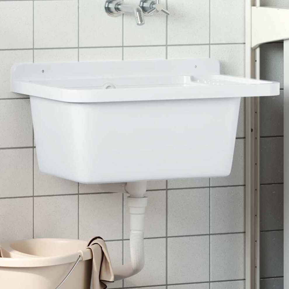 Berkfield Utility Sink For Wall Mounting White 60X40x28 Cm Resin 5433319315681