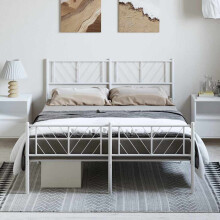 Berkfield Metal Bed Frame without Mattress with Footboard White 150x200cm