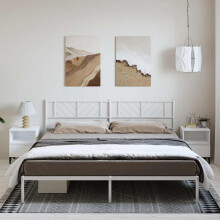 Berkfield Metal Bed Frame without Mattress with Headboard White 193x203cm