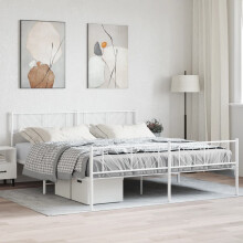 Berkfield Metal Bed Frame without Mattress with Footboard White 183x213cm