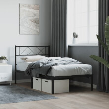 Berkfield Metal Bed Frame without Mattress with Headboard Black 107x203cm