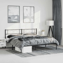 Berkfield Metal Bed Frame without Mattress with Headboard Black 183x213cm