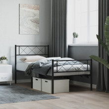 Berkfield Metal Bed Frame without Mattress with Footboard Black 107x203cm