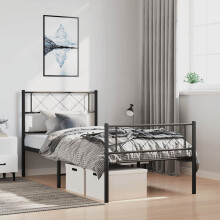 Berkfield Metal Bed Frame without Mattress with Footboard Black 100x200cm