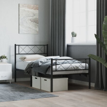 Berkfield Metal Bed Frame without Mattress with Footboard Black 90x200cm