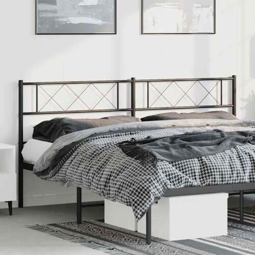 Berkfield Metal Replace Headboard Black 193 cm