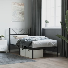 Berkfield Metal Bed Frame without Mattress with Headboard Black 80x200cm