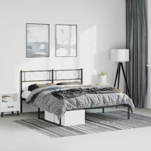 Berkfield Metal Bed Frame without Mattress with Headboard Black 135x190cm