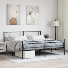 Berkfield Metal Bed Frame without Mattress with Footboard Black 180x200cm