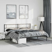Berkfield Metal Bed Frame without Mattress with Headboard Black 193x203cm