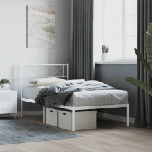 Berkfield Metal Bed Frame without Mattress with Headboard White 80x200cm