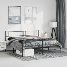Berkfield Metal Bed Frame without Mattress with Footboard Black 193x203cm