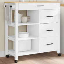Berkfield Kitchen Trolley MONZA 84x40x88.5 cm Solid Wood Pine