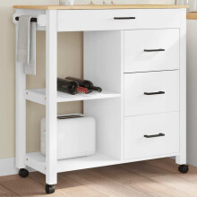 Berkfield Kitchen Trolley MONZA 84x40x88.5 cm Solid Wood Pine