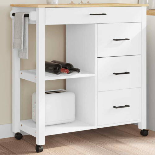 Berkfield Kitchen Trolley MONZA 84x40x88.5 cm Solid Wood Pine