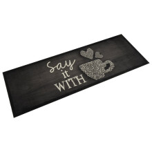 Berkfield Kitchen Rug Washable Cup Black 60x180 cm Velvet