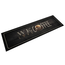 Berkfield Kitchen Rug Washable Coffee Text 45x150 cm Velvet