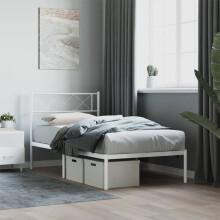 Berkfield Metal Bed Frame without Mattress with Headboard White 90x200cm