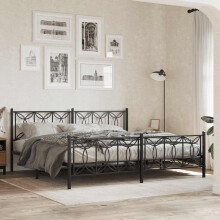 Berkfield Metal Bed Frame without Mattress with Footboard Black 193x203cm