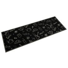 Berkfield Kitchen Rug Washable Morning Black 60x180 cm Velvet