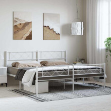 Berkfield Metal Bed Frame without Mattress with Footboard White 183x213cm