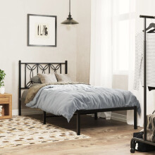 Berkfield Metal Bed Frame without Mattress with Headboard Black 80x200cm