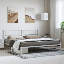 Berkfield Metal Bed Frame without Mattress with Headboard White 183x213cm