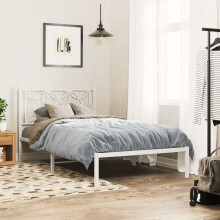 Berkfield Metal Bed Frame without Mattress with Headboard White 107x203cm