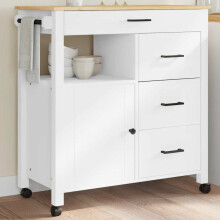 Berkfield Kitchen Trolley MONZA 84x40x88.5 cm Solid Wood Pine