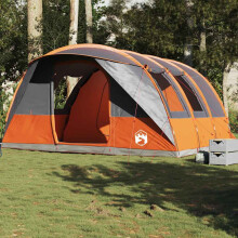 Berkfield Camping Tent Tunnel 5-Person Grey and Orange Waterproof