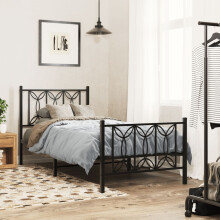 Berkfield Metal Bed Frame without Mattress with Footboard Black 75x190cm